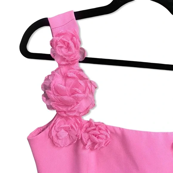 Elliatt Trompe Dress Pink Floral Mini 3D flower trim Revolve NWT M